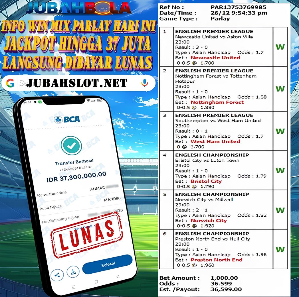 INFO KEMENANGAN PARLAY BOLA 27 DESEMBER 2024